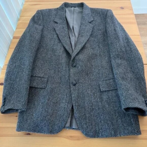 Vintage Harris Tweed Blazer Sport Coat Grey 44 Classic Old Money L - Picture 3 of 8